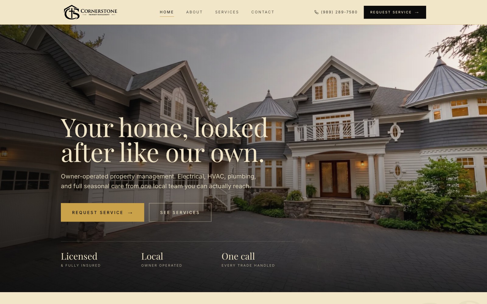 Cornerstone Property Management website, built by Chamberlin Studio