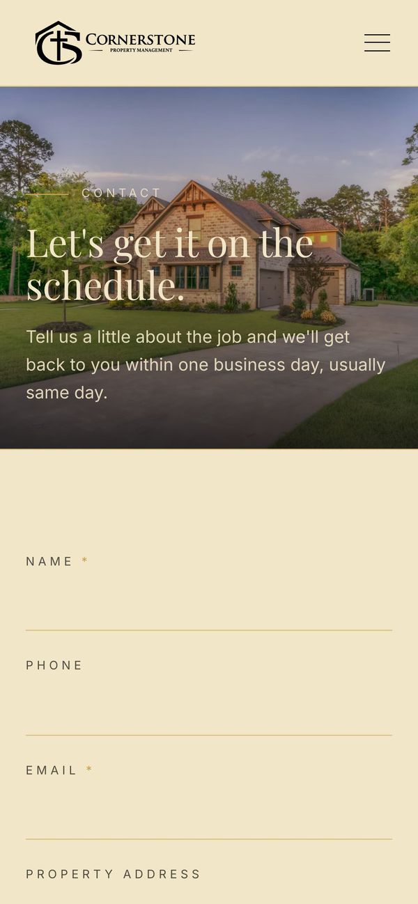 Contact page on a phone