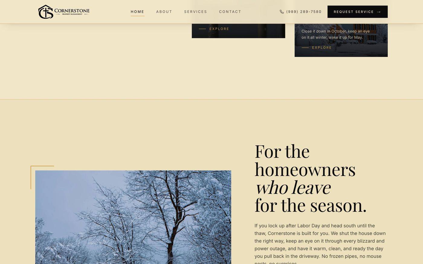 The section for homeowners who leave for the season