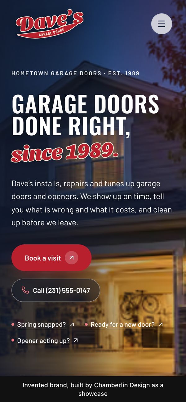 Homepage on a phone