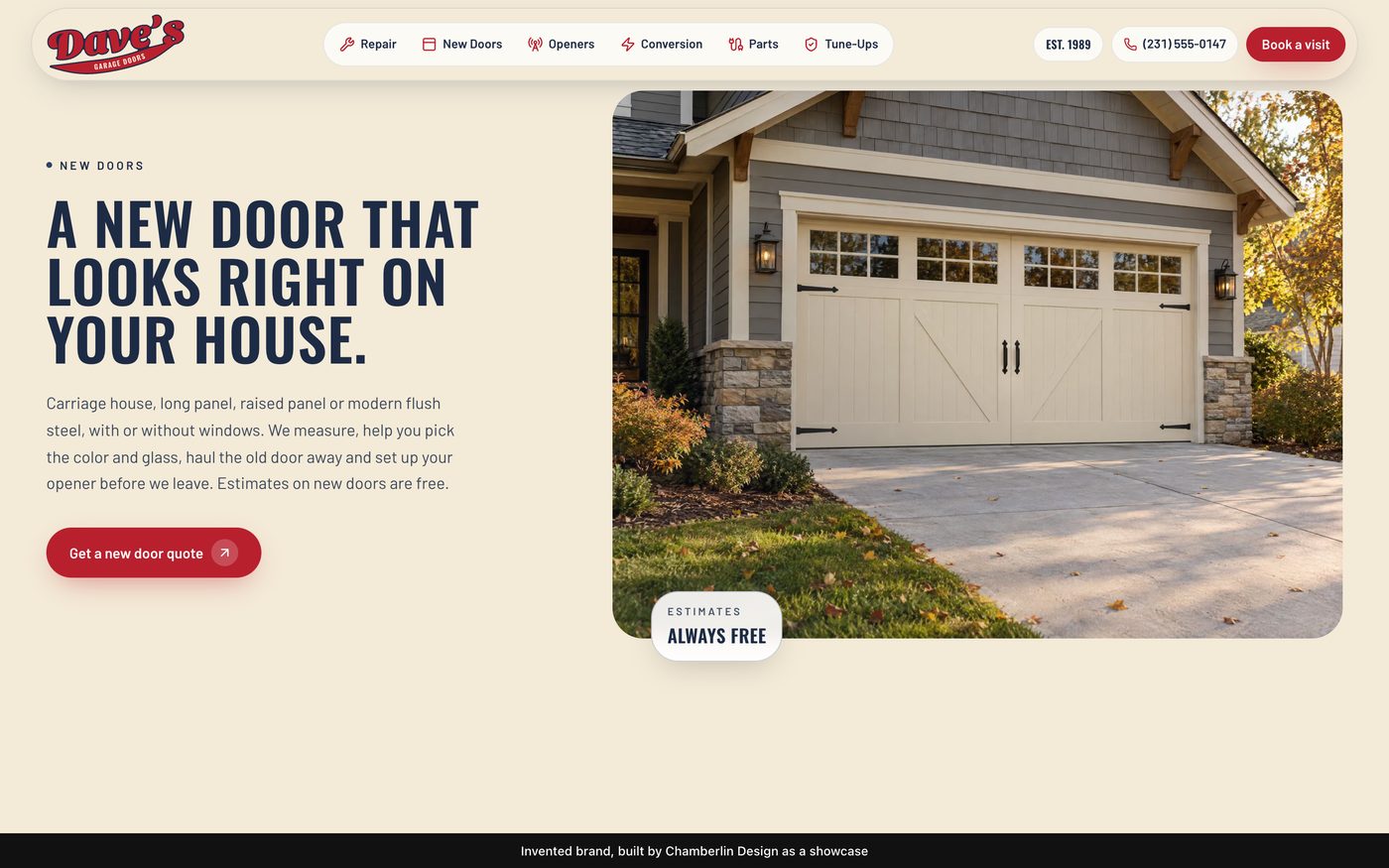 A new carriage house door beside the line: A new door that looks right on your house