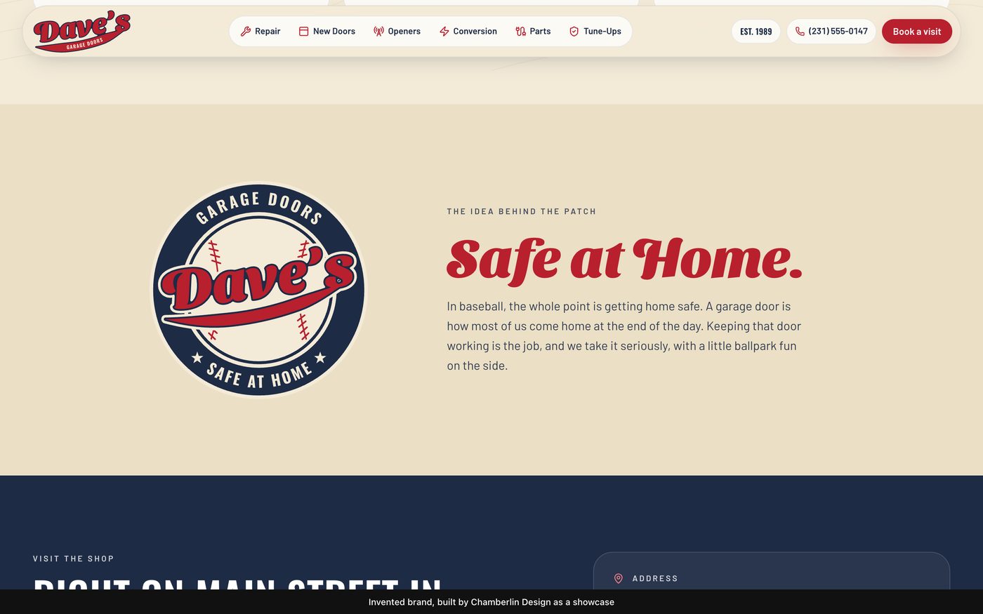 The ballpark patch beside Safe at Home in the brand script