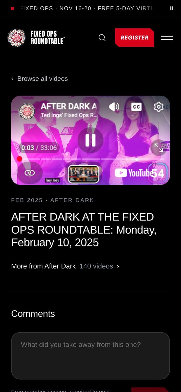 Watch page on a phone, with the video player and comments