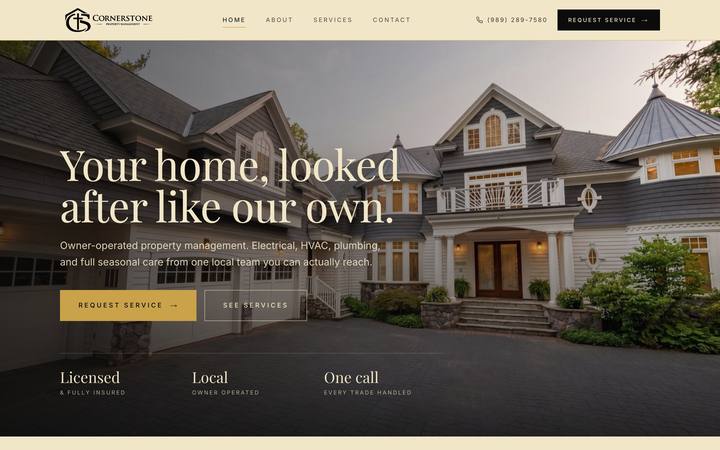 Cornerstone Property Management website home page