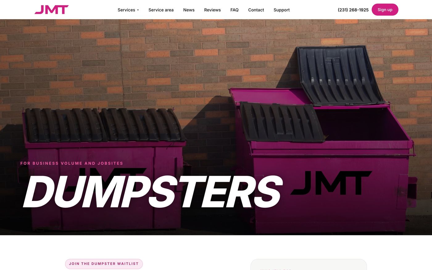 The dumpsters page