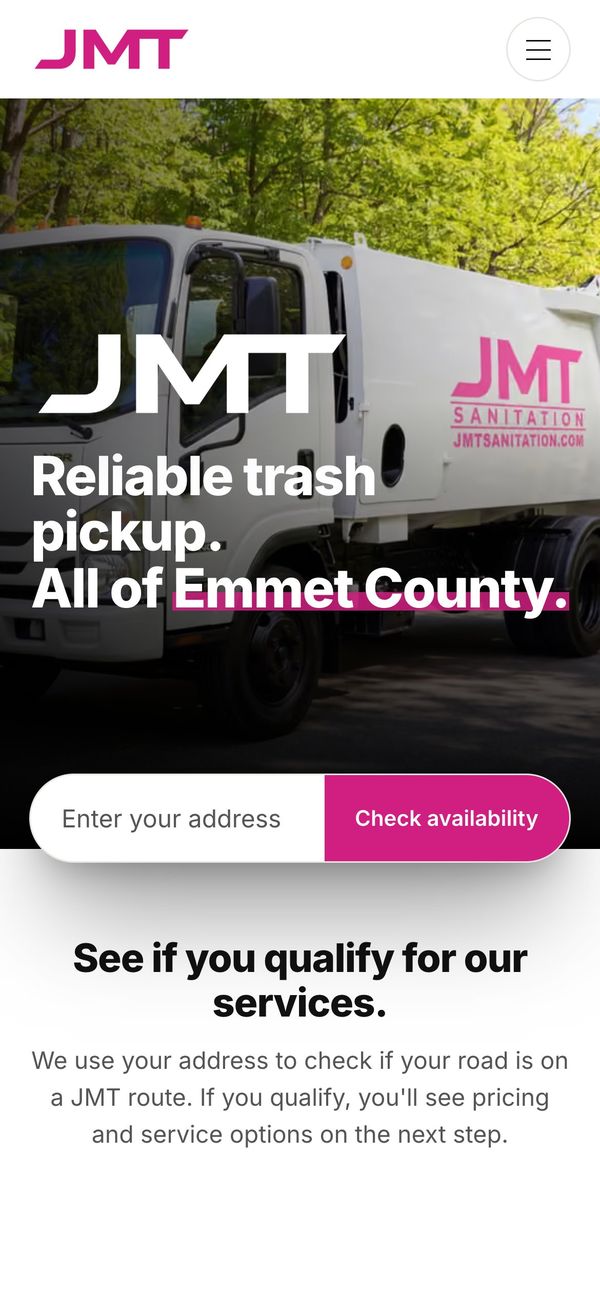 Homepage on a phone, with the address check