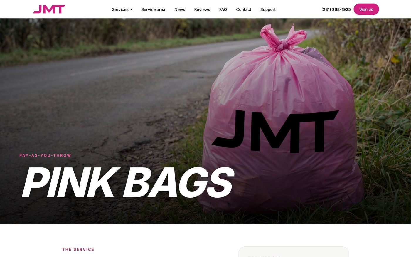 The Pink Bags service page