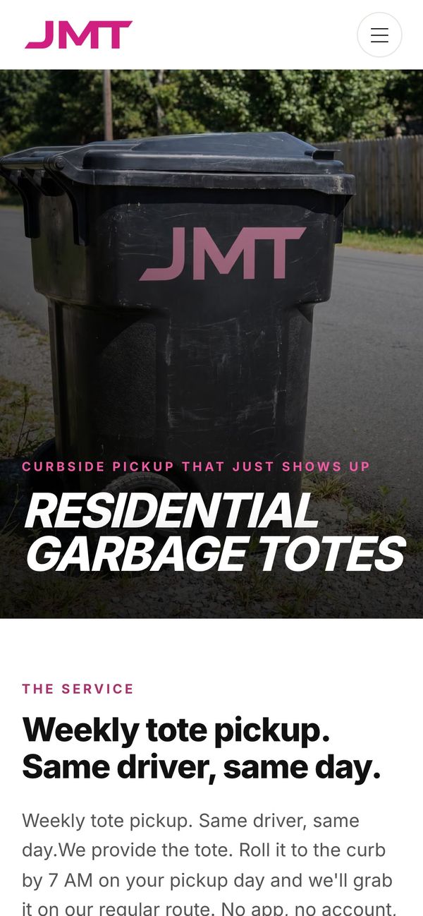 Garbage tote page on a phone