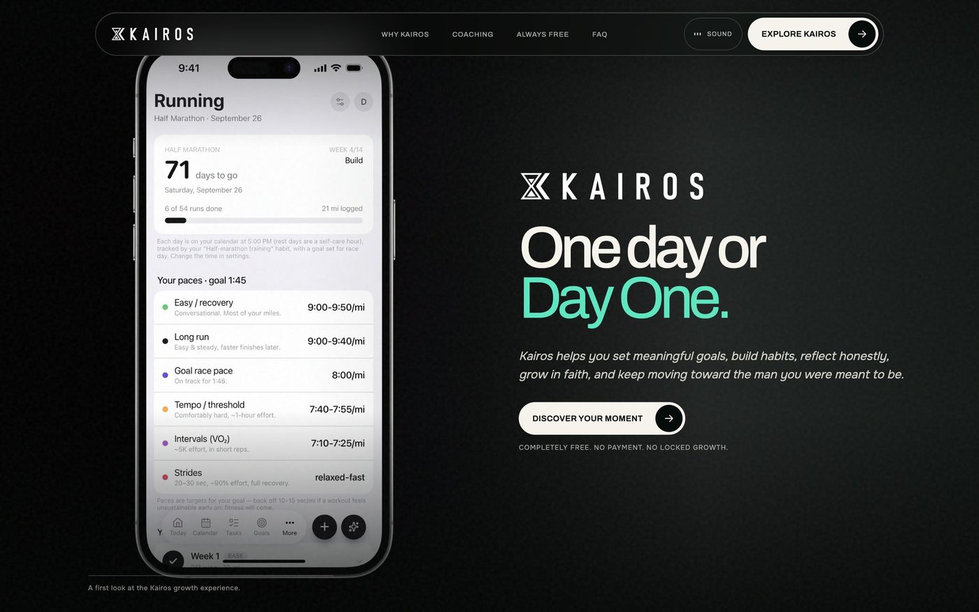 An app preview on a phone beside the line: One day or Day One