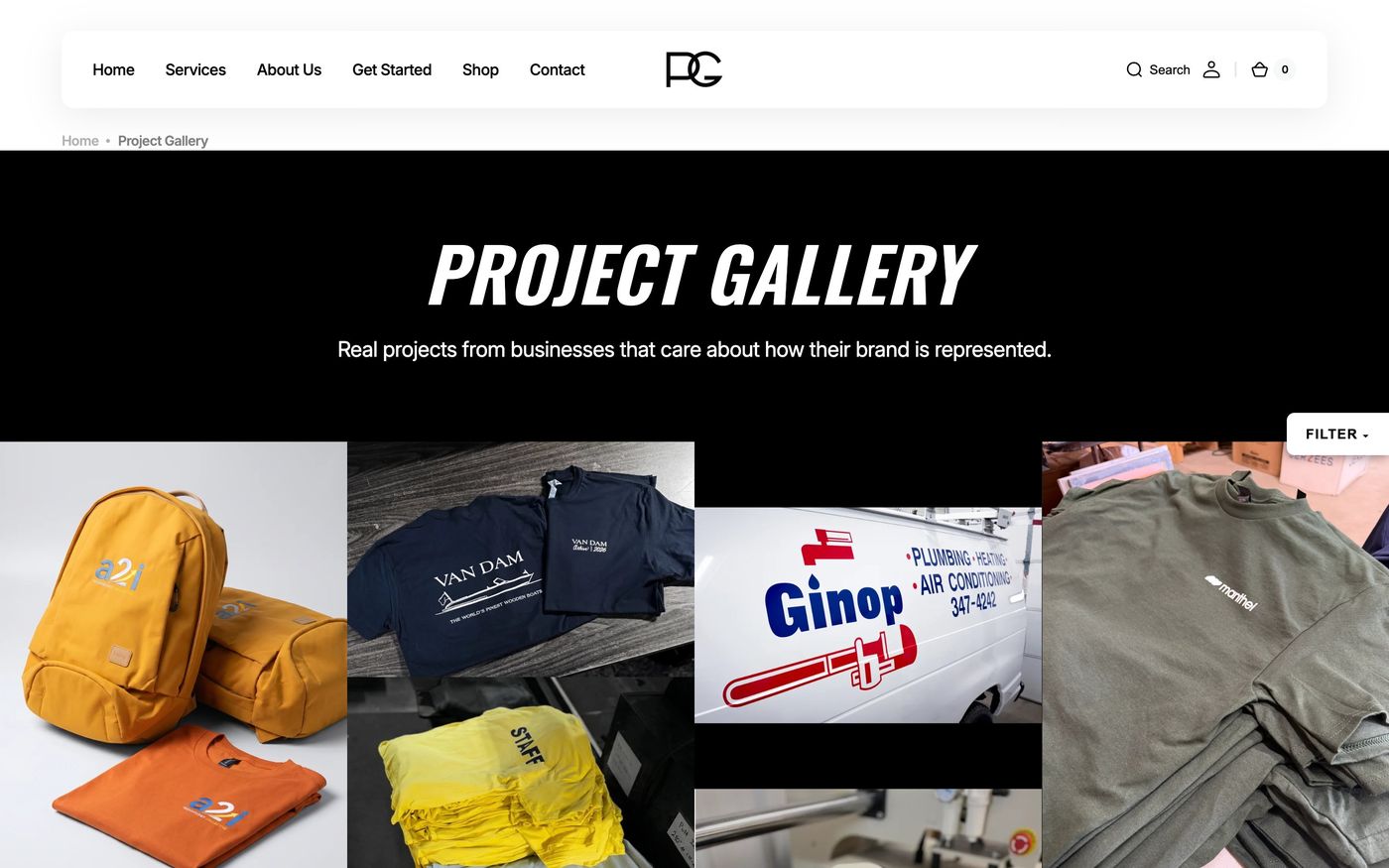 The project gallery with real client work