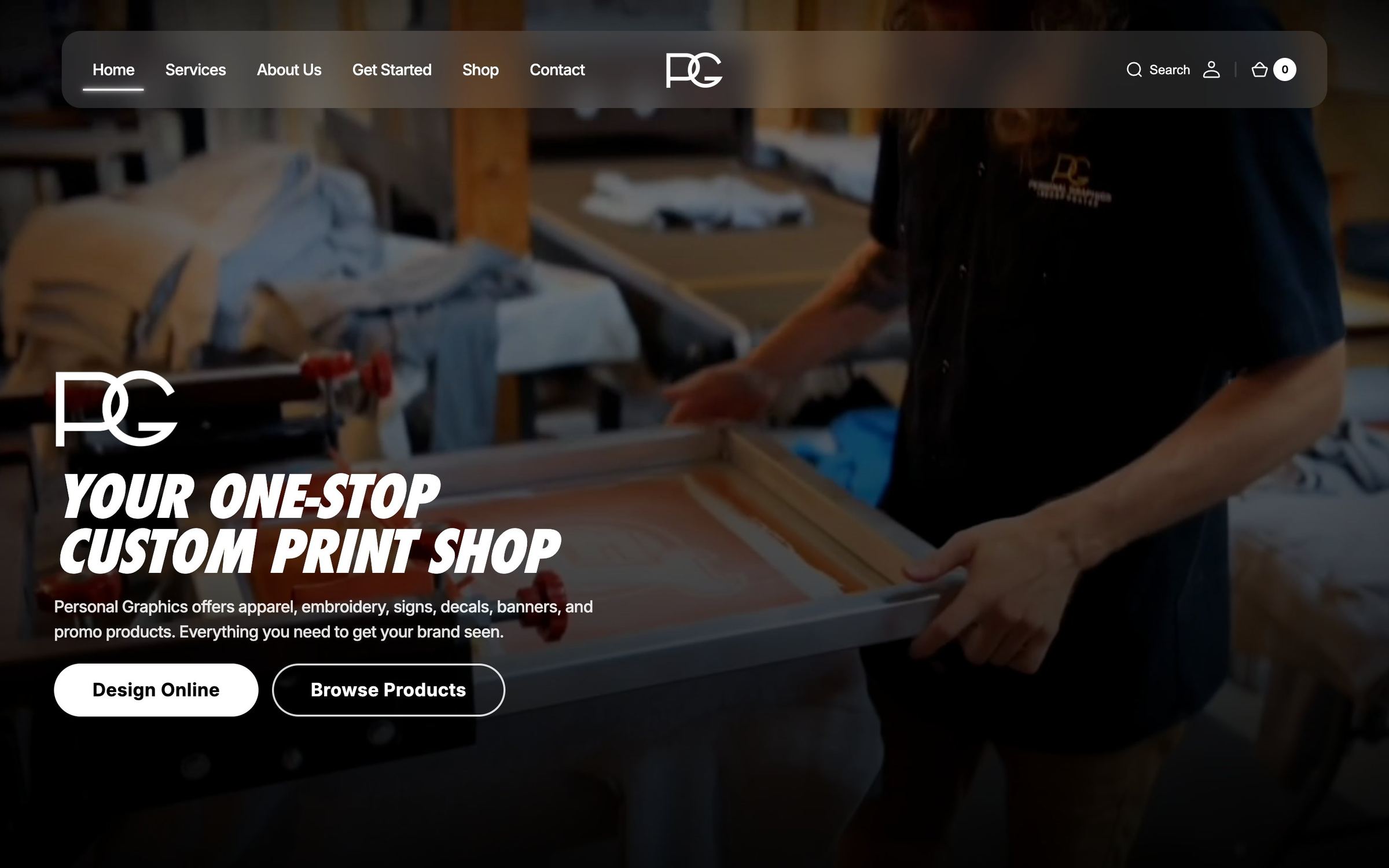 The Personal Graphics homepage: Your one-stop custom print shop