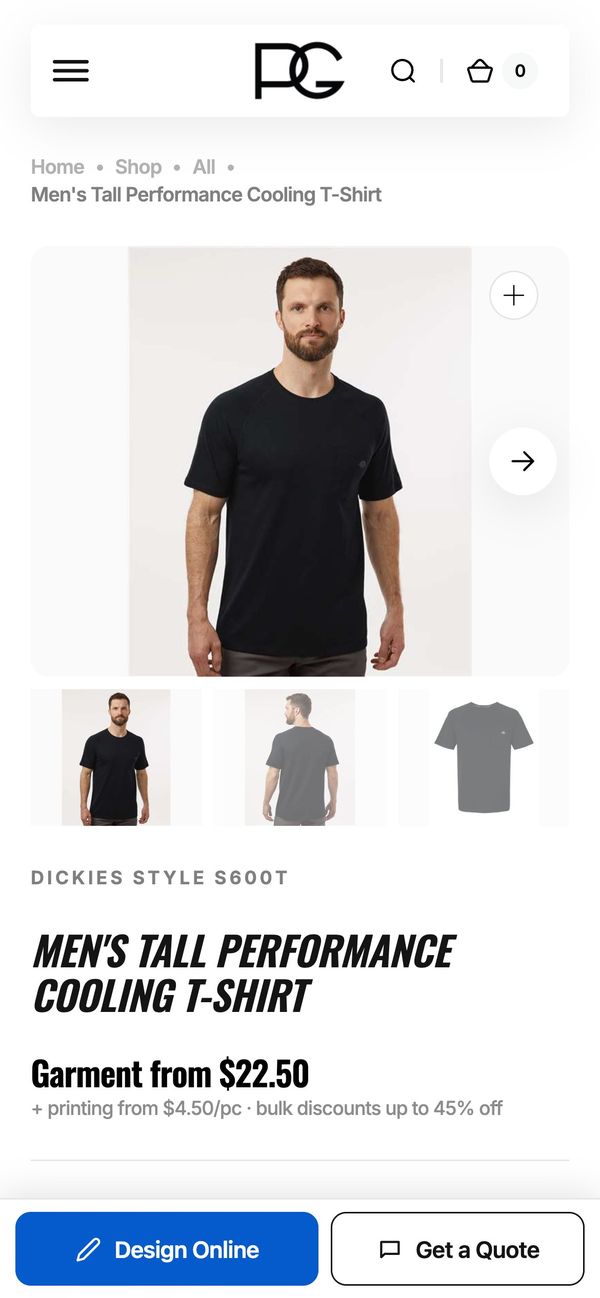 Product page on a phone