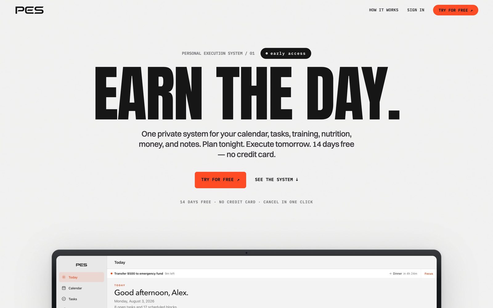 PES mock site, built by Chamberlin Studio