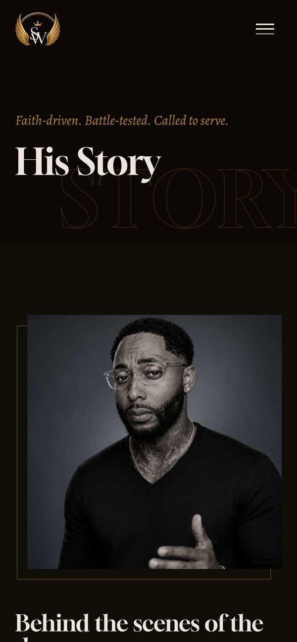 His Story page on a phone