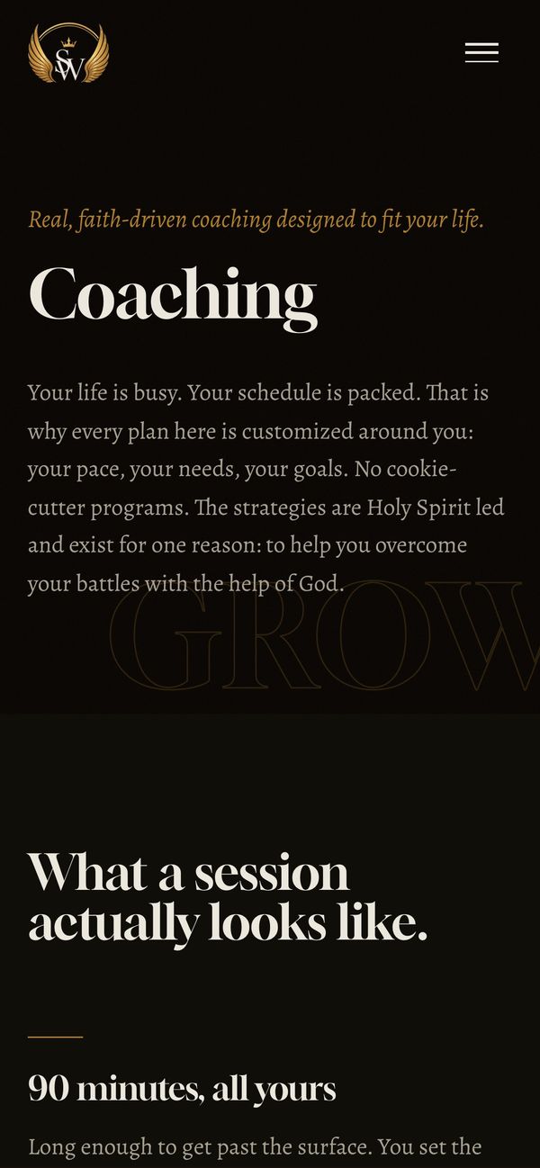 Coaching page on a phone