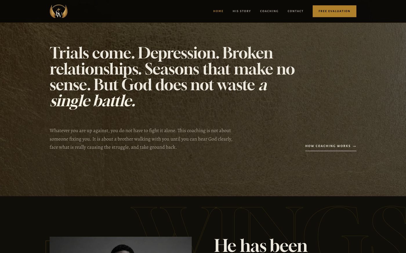 A gold-leaf band with the line: God does not waste a single battle